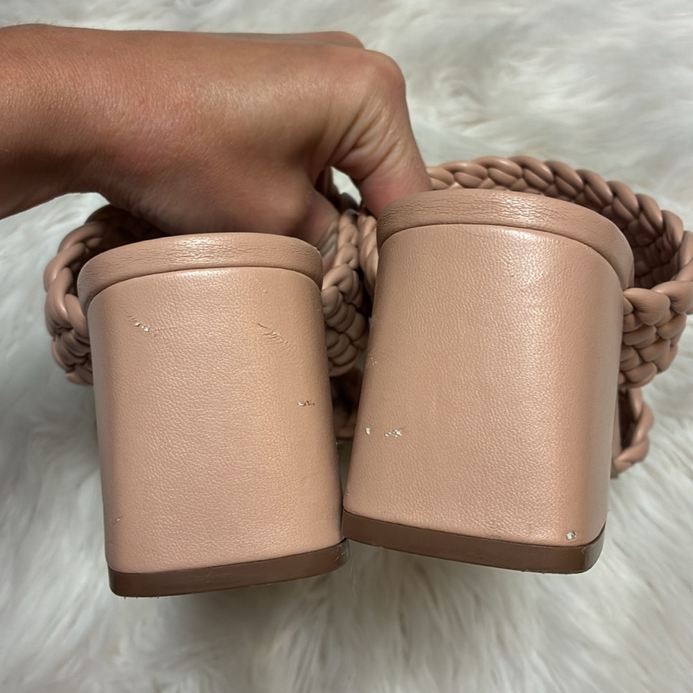 Steve Madden Daphnee Braided Light Tan / Nude Block Heel Sandals - Picture 11 of 16